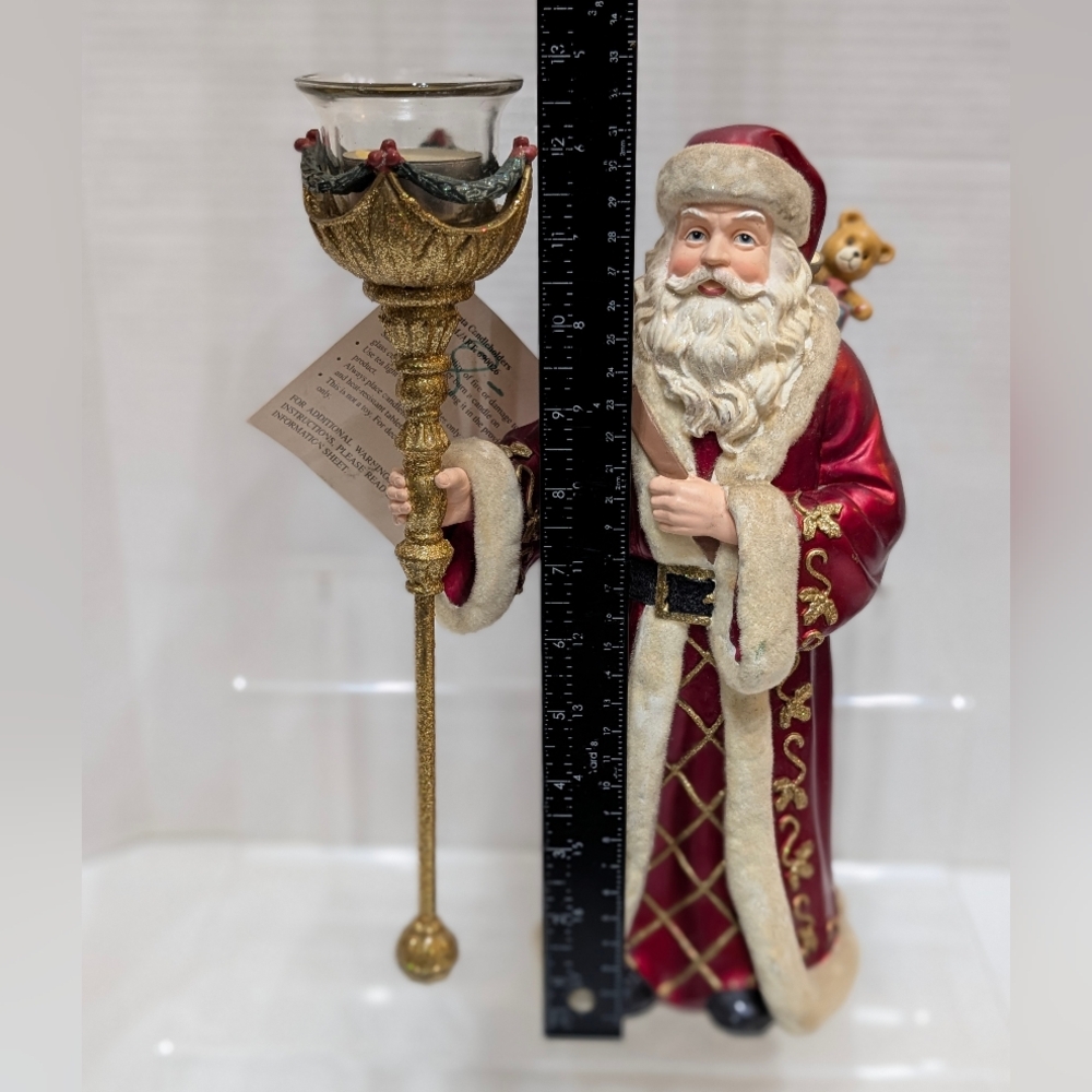 Elegant Santa Claus Candle Holders - Red and Gold - Picture 7 of 14